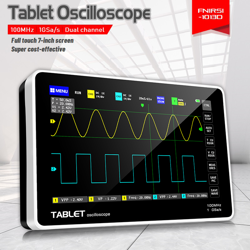 FNIRSI 1013D Dual Channel Tabl - Handheld Tablet Oscilloscope Touchscreen 100Mhz recension och pris